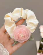Rose Camellia Floral Scrunchie Hair Tie Elastic Hair Band - Image 5