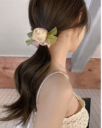 Rose Camellia Floral Scrunchie Hair Tie Elastic Hair Band - Image 15
