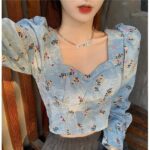 New Retro Printed Square Neck Short Shirt Top - Image 2