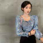 New Retro Printed Square Neck Short Shirt Top - Image 4