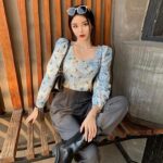 New Retro Printed Square Neck Short Shirt Top - Image 5