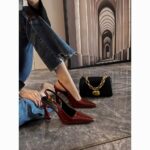 Shallow square toe hollow patent leather high heels - Image 5