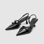British style pointed toe kitten one-strap buckle high heels - Image 3