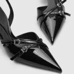 British style pointed toe kitten one-strap buckle high heels - Image 7
