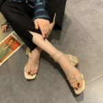 Fairy style mid-heeled rhinestone Roman style thick heels - Image 4