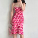 Floral spaghetti strap floral print summer vacation beach dress - Image 5