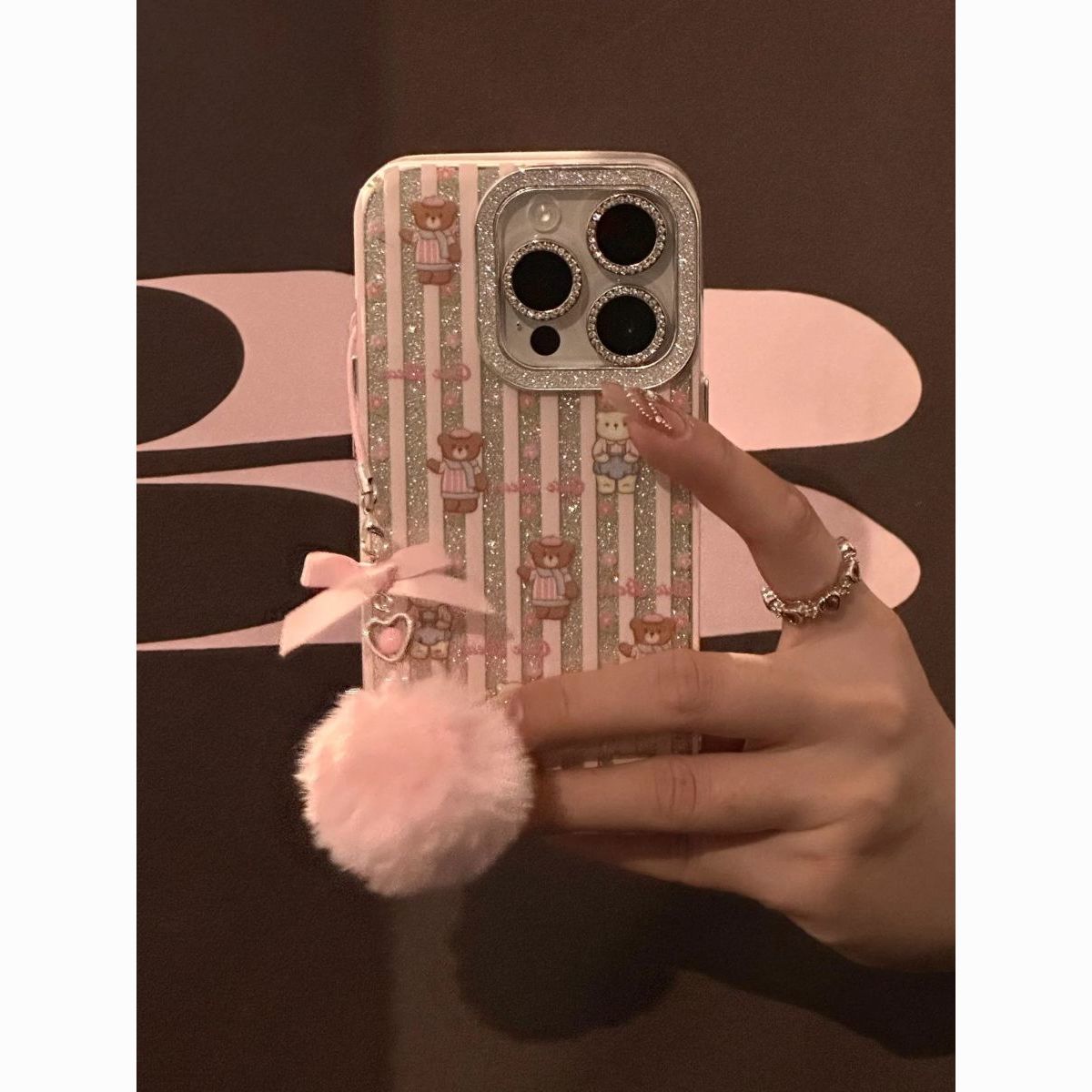 13368739546267662 Japanese glitter striped bears phone case - Image 1