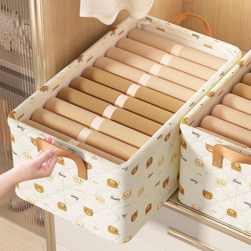 13374616463157268_ada833de-3162-4d66-a74d-7eaf5301c3b4 Layered Fabric Storage Bin - Foldable Closet Storage Box - Image 1