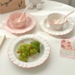 Elegant Bow Ceramic Dinnerware Set - Wavy Edge INS Style - Image 3