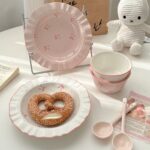 Elegant Bow Ceramic Dinnerware Set - Wavy Edge INS Style - Image 4