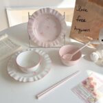 Elegant Bow Ceramic Dinnerware Set - Wavy Edge INS Style - Image 5