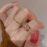 Elegant Pink Heart Gemstone Zincron Ring – INS Style Dainty Statement Jewelry