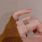 Elegant Pink Heart Gemstone Zincron Ring – INS Style Dainty Statement Jewelry - Image 3