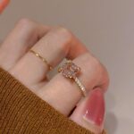 Elegant Pink Heart Gemstone Zincron Ring – INS Style Dainty Statement Jewelry - Image 4
