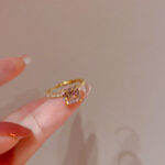 Elegant Pink Heart Gemstone Zincron Ring – INS Style Dainty Statement Jewelry - Image 5