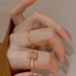 Elegant Pink Heart Gemstone Zincron Ring – INS Style Dainty Statement Jewelry - Image 7