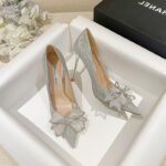 Silver Rhinestone Bow Wedding Heels – Pointed Toe Shoes for Women - Image 2