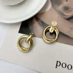 Baroque Golden Clip-On Hoop Earrings - Image 2