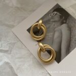Baroque Golden Clip-On Hoop Earrings - Image 3