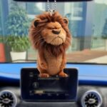 2D Cute Lion Hanging Ornament – Acrylic Car Mirror & Home Décor Pendant