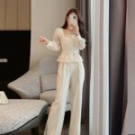 Elegant Tie-Waist Professional Suit – High-Waisted Light Luxury Set - Image 2