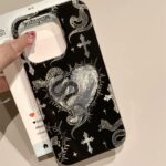 Gothic Cross & Snake iPhone Case – Dark Aesthetic, Matte Finish - Image 4
