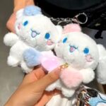Adorable Cinnamoroll Plush Keychain – Fluffy Bag & Key Pendant - Image 3