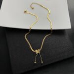 Gold Matte Butterfly Tassel Choker – Titanium Steel Snake Chain Necklace - Image 6
