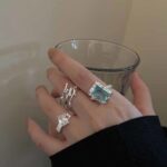 Geometric Square Zircon Open Ring – Adjustable High-End INS Style for Women