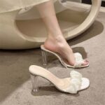 Transparent Crystal Heeled Sandals – Chunky Heel Clear Shoes for Women