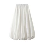 Puff Skirt – Elastic Waist Lantern Bubble Midi Skirt for Women