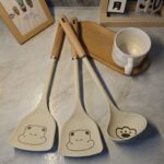 Cream Silicone Non-Stick Spatula and Ladle Kitchen Utensil Set - Image 4