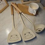 Cream Silicone Non-Stick Spatula and Ladle Kitchen Utensil Set - Image 3