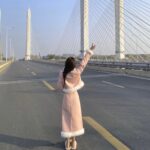 Suede Fur Collar Quilted Jacket and Skirt Set - Image 5