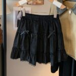 High-Waist Bow Tiered Lace Ruffle Mini Skirt - Image 3