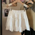 High-Waist Bow Tiered Lace Ruffle Mini Skirt - Image 19