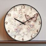 Butterfly Cream Art Silent Quartz Wall Clock - Image 2