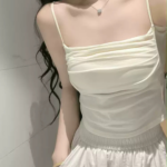 Ruched Crop Cami Top with Built-in Bra – Slim Fit Backless Summer Camisole for Women