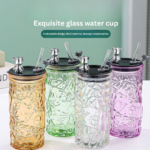 Bear Glass Cup with Lid – Cute Minimalist INS Water & Tea Cup