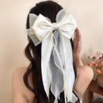 Elegant Jasmine Mesh Bow Hair Clip – Extra Large - Image 2