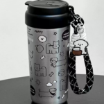 Cute Dog Park Ceramic Lined Insulated Tumbler with Straw, Large Capacity Thermal Coffee & Water Cup