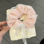 Ballet Princess Bow Lace Scrunchie – Korean Cute Cream Hair Tie - Image 2