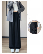 High-Waist Slimming Draped Wide-Leg Trousers