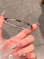 Full Crystal Titanium Steel Bangle Luxury Sparkle Design - Image 3