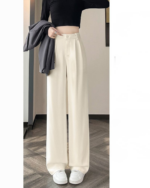 High-Waist Slimming Draped Wide-Leg Trousers - Image 2