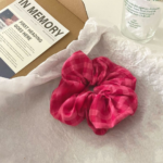 Dragon Fruit Plaid Scrunchie – Trendy K-Style Hair Tie - Image 2