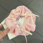 Ballet Princess Bow Lace Scrunchie – Korean Cute Cream Hair Tie - Image 3