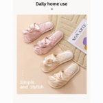 Elegant Bow Indoor Slippers – Soft, Non-Slip, Quiet Comfort