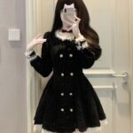Elegant Ruffle Trim Slim Fit Long Sleeve Mini Dress - Image 2