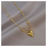 Beaded Snake Chain Heart Pendant Necklace for Women - Image 6